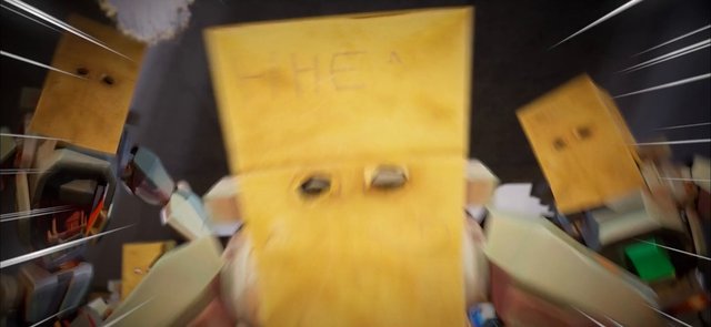 Video Reference: animated, cartoon, character, close-up, blurred, action, motion, blocky, yellow, group, dramatic, stylized