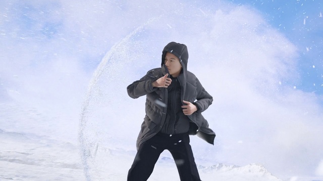 Video Reference: Sky, Flash photography, Gesture, Cloud, Freezing, Glove, Happy, Jacket, Recreation, Fun