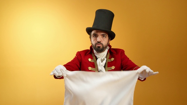 Video Reference: Hat, Beard, Sleeve, Costume hat, Facial hair, Performing arts, Entertainment, Event, Moustache, Costume design