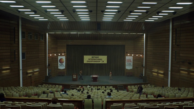 Video Reference: Furniture, Light, Chair, Building, Hall, Interior design, Lighting, Architecture, Table, Event