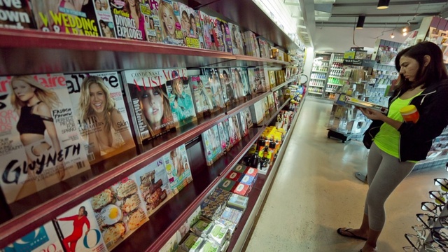 Video Reference: Photograph, Shelf, Customer, Publication, Convenience store, Shelving, Shorts, Retail, Luggage and bags, Shopping