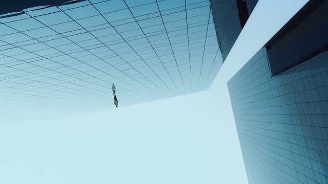 Video Reference: Sky, Building, Azure, Slope, Skyscraper, Tints and shades, Electric blue, Rectangle, Shade, Symmetry