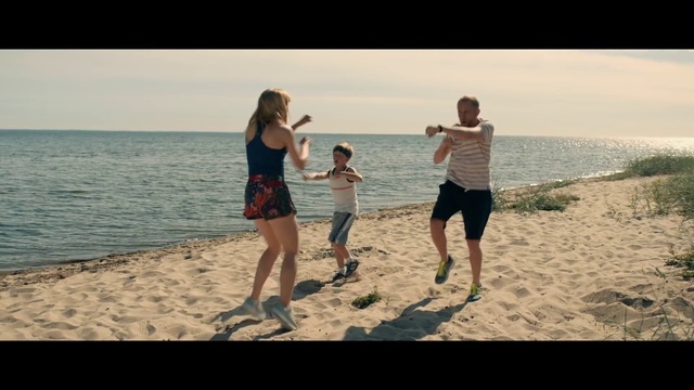 Video Reference: Water, Sky, Shorts, People on beach, People in nature, Beach, Bermuda shorts, Happy, Gesture, Cloud