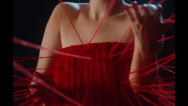 Video Reference: Lip, Hand, Eyelash, Dress, Waist, Tartan, Magenta, Nail, Fashion design, Entertainment