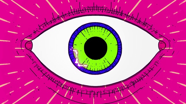 Video Reference: Colorfulness, Eye, Organ, Human body, Iris, Font, Eyelash, Line, Circle, Symmetry
