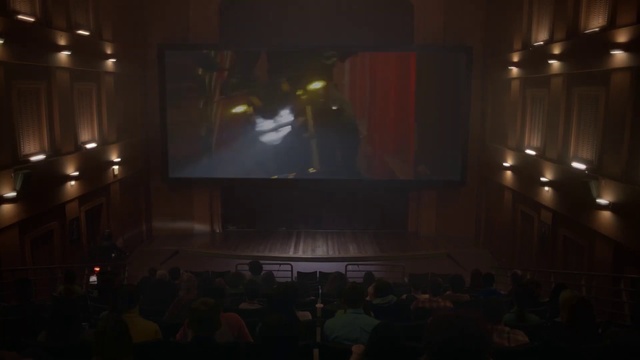 Video Reference: Entertainment, Musical instrument accessory, Building, Event, Performing arts, Projector accessory, Darkness, Stage, Performing arts center, Projection screen