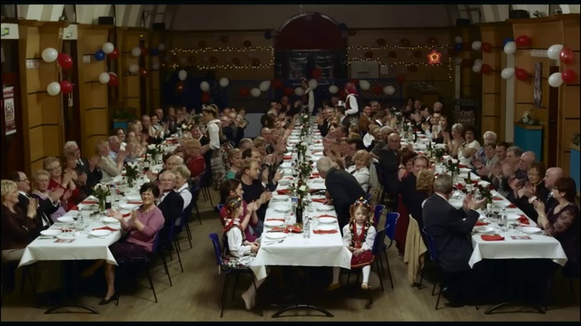 Video Reference: Table, Furniture, Chair, Coat, Tablecloth, Suit, Crowd, Decoration, Event, Linens