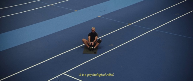 Video Reference: Hand, Human body, Asphalt, Chair, Sports, Knee, Composite material, Electric blue, Leisure, Elbow