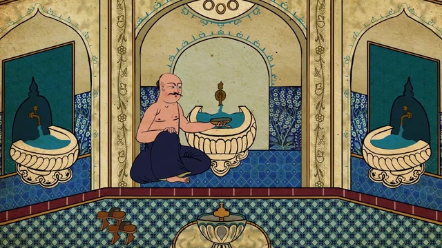 Video Reference: Blue, Yellow, Art, Font, Holy places, Illustration, History, Painting, Circle, Rectangle