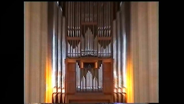 Video Reference: pipe organ, church interior, concert hall, musical instrument, pipes, symmetry, architecture, interior, wood, classical music, religious building, historic, indoor, front view