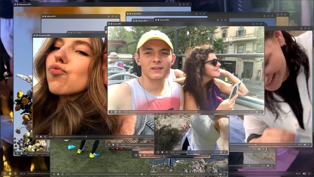 Video Reference: computer screen, video player, multiple windows, selfie, young people, outdoor, travel, collage, overlapping, desktop, portrait, social media, screen capture, crowded, video thumbnails
