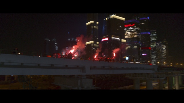 Video Reference: Building, Skyscraper, Electricity, Gas, Midnight, Font, City, Event, Darkness, Tower block