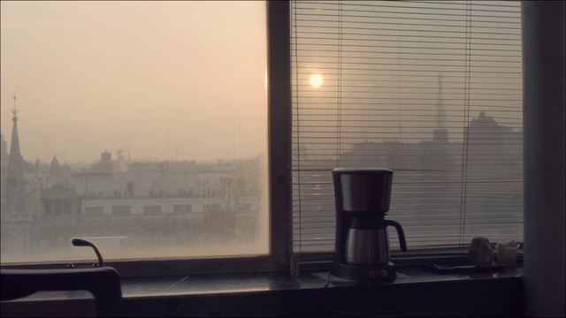 Video Reference: Window, Building, Sky, Shade, Interior design, Wood, Gas, Tints and shades, Sunset, Heat