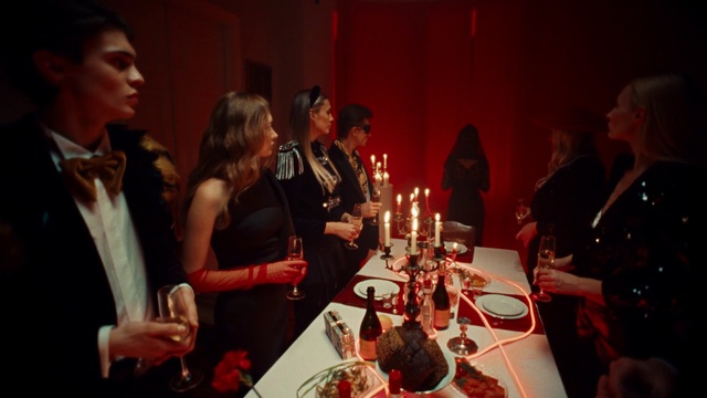 Video Reference: Tableware, Table, Coat, Candle, Lighting, Plate, Chair, Wine glass, Event, Fun