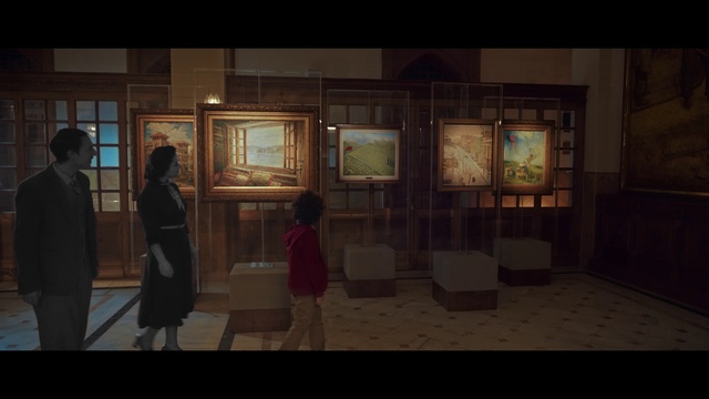 Video Reference: Picture frame, Art, Event, Space, Building, Darkness, Visual arts, Painting, Window, Exhibition
