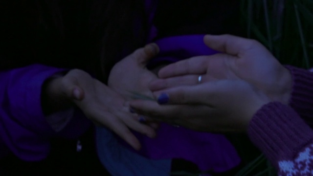 Video Reference: Hand, Purple, Sleeve, Gesture, Finger, Violet, Thumb, Nail, Wrist, Electric blue