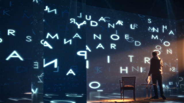 Video Reference: Entertainment, Font, Performing arts, Chair, Visual effect lighting, Suit, Music, Event, Display device, Projection screen