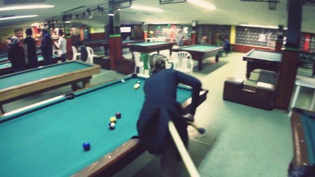 Video Reference: Baize, Billiard table, Table, Recreation room, Furniture, Billiard room, Pool player, Building, Cue stick, Billiards