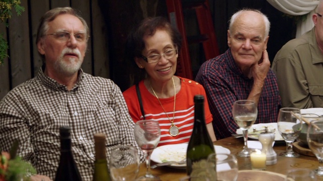 Video Reference: Face, Glasses, Head, Smile, Bottle, Drinkware, Tableware, Table, Drink, Alcoholic beverage