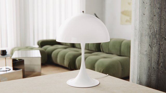 Video Reference: table lamp, modern lamp, interior, living room, furniture, home decor, minimalist, white lamp, sofa, contemporary, lighting, indoor, modern design, product shot