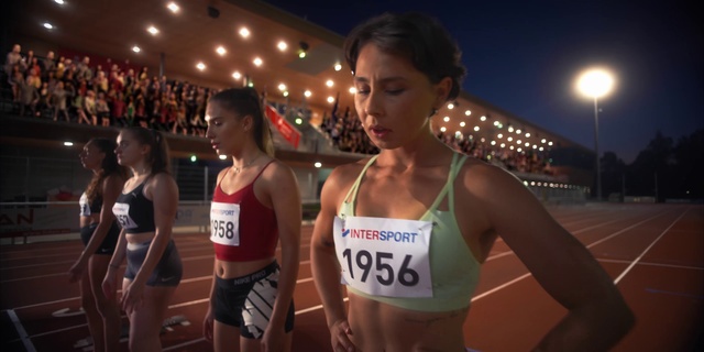 Video Reference: Sports uniform, Street light, Muscle, Sports bra, Shorts, Brassiere, Vest, Thigh, Track and field athletics, Underpants