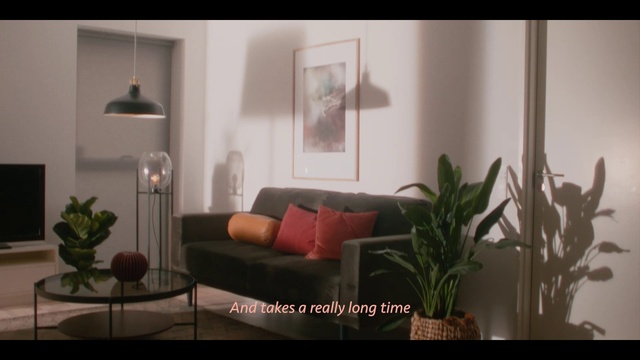 Video Reference: Building, Furniture, Property, Plant, Picture frame, Comfort, Lighting, Interior design, Couch, Floor