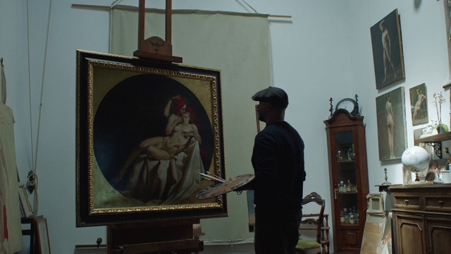 Video Reference: Picture frame, Art, Event, Painting, Religious institute, Visual arts, Artist, Holy places, Houseplant, Room