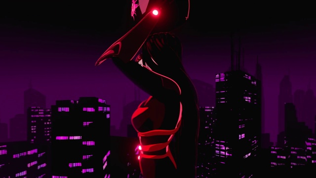 Video Reference: Light, Purple, Building, Font, Pink, Entertainment, Violet, Art, Visual effect lighting, Skyscraper