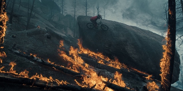 Video Reference: Atmosphere, Bicycle, Tire, Sky, Cloud, Wheel, Sunlight, Atmospheric phenomenon, Fire, Flame