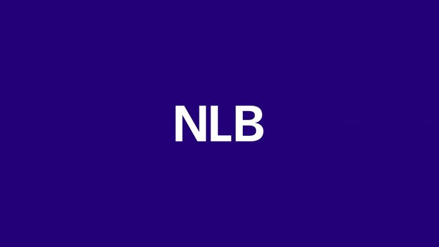 Video Reference: purple background, text, NLB, logo, title card, minimal, white lettering, graphic