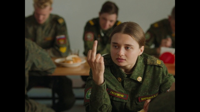 Video Reference: Shirt, Military camouflage, Military person, Tableware, Military uniform, Gesture, Sharing, Interaction, Jacket, Marines