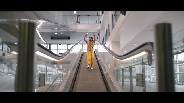 Video Reference: Fixture, Escalator, Building, City, Handrail, Metal, Ceiling, Glass, Symmetry, Public transport