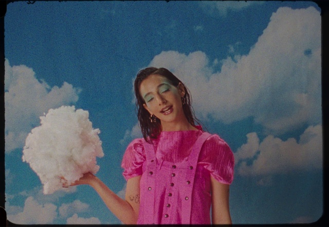 Video Reference: Cloud, Sky, Cotton candy, Smile, Happy, Flash photography, Gesture, Pink, Paint, Art