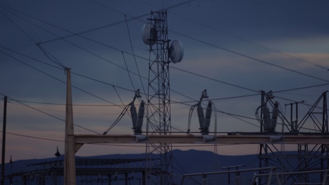 Video Reference: Cloud, Sky, Electricity, Overhead power line, Dusk, Afterglow, Electrical wiring, Transmission tower, Gas, Wire