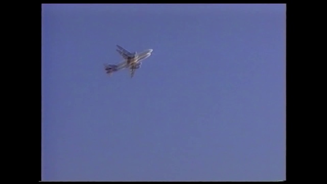 Video Reference: Sky, Vehicle, Aircraft, Airplane, Azure, Aviation, Aerospace manufacturer, Air travel, Wing, Rectangle