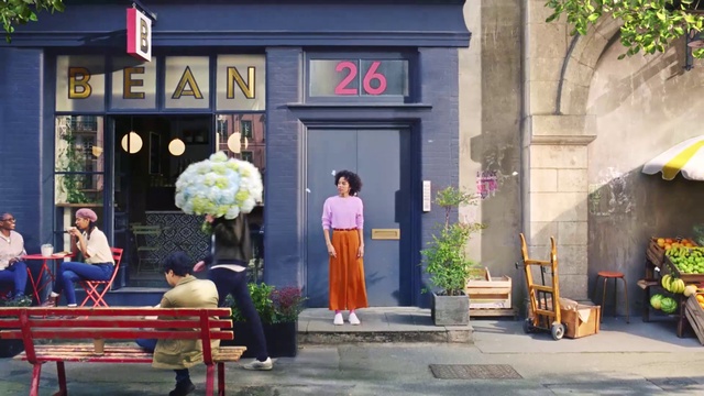 Video Reference: Plant, Building, Door, Outdoor bench, Yellow, Neighbourhood, Flowerpot, Leisure, Travel, Facade