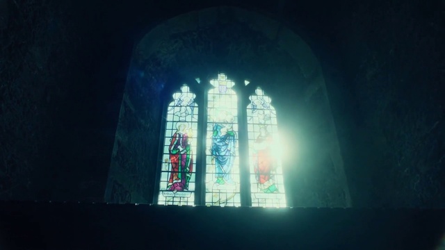 Video Reference: Window, Building, Fixture, Symmetry, Glass, Stained glass, Tints and shades, Art, Church, Tree