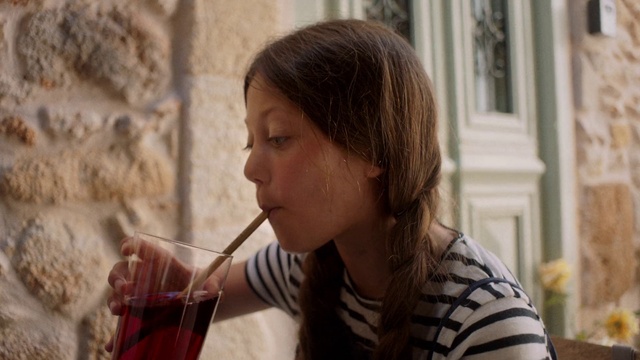 Video Reference: Lip, Drinkware, Drinking straw, Drink, Cranberry juice, Drinking, Street fashion, Happy, Soft drink, Fun