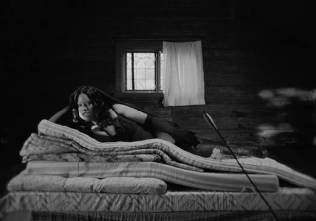 Video Reference: Arm, Leg, Comfort, Black, Window, Human body, Bed frame, Flash photography, Black-and-white, Style