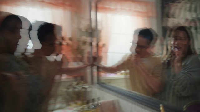 Video Reference: Temple, Fun, Glass, Event, Room, Reflection, Visual arts, Conversation, T-shirt