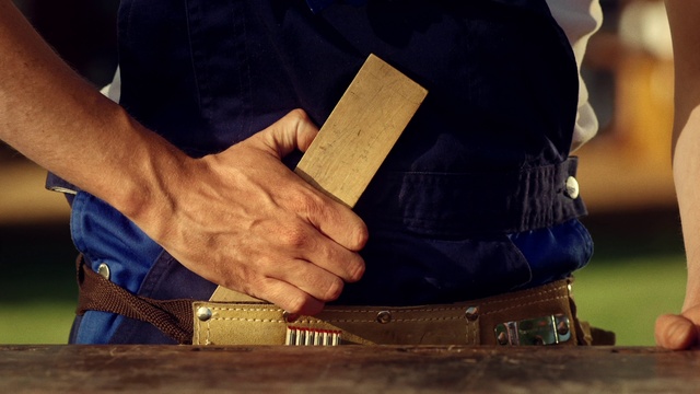 Video Reference: Hand, Sleeve, Gesture, Waist, Finger, Wood, Wrist, Nail, Denim, Thumb