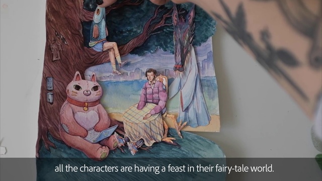 Video Reference: Hand, Sleeve, Organism, Art, Wood, Painting, Vintage clothing, Pattern, Room, Visual arts