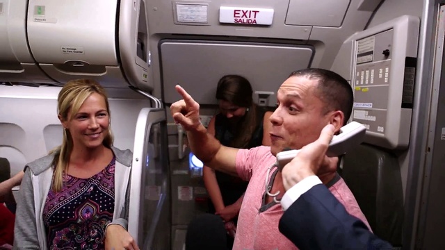 Video Reference: Smile, Automotive design, Gesture, Motor vehicle, Air travel, Passenger, Event, Fun, Vehicle door, Airline