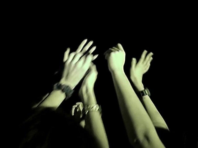Video Reference: hands, crowd, raised arms, concert, audience, dark background, night, silhouette, group