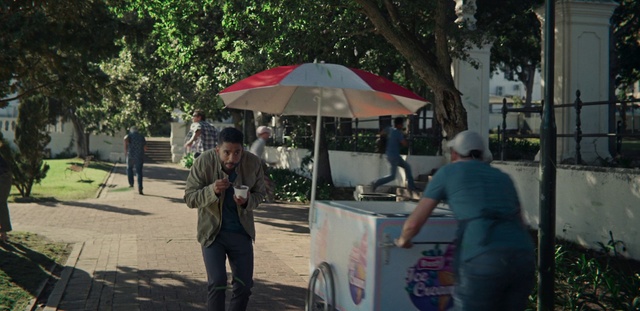 Video Reference: Tire, Shirt, Wheel, Plant, Tree, Shade, Umbrella, Shorts, Leisure, City