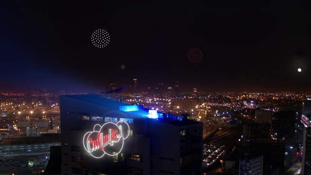 Video Reference: Atmosphere, Sky, Building, Fireworks, World, Architecture, Electricity, Midnight, City, Horizon