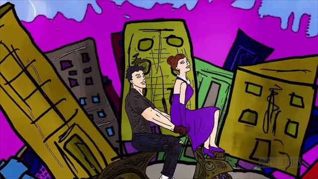 Video Reference: Cartoon, Purple, Product, Human, Art, Gesture, Yellow, Interaction, Font, Social group