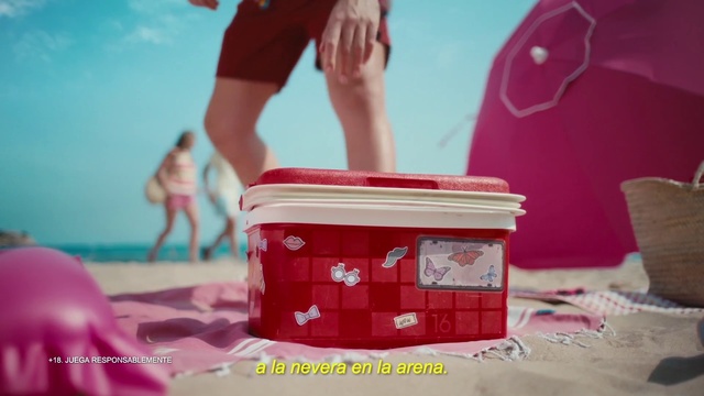 Video Reference: Pink, Sky, People on beach, Travel, Red, Happy, Magenta, Bag, Font, Event