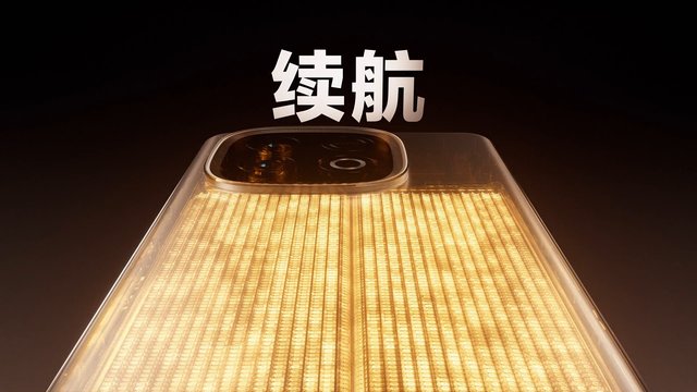 Video Reference: smartphone, mobile phone, back view, camera module, gold, glowing, product shot, promotional, Chinese text, technology, electronics, close-up, dark background, luxury, design