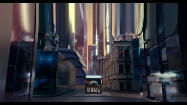 Video Reference: Architecture, Building, Facade, City, Symmetry, Glass, Electric blue, Action-adventure game, Darkness, Pc game